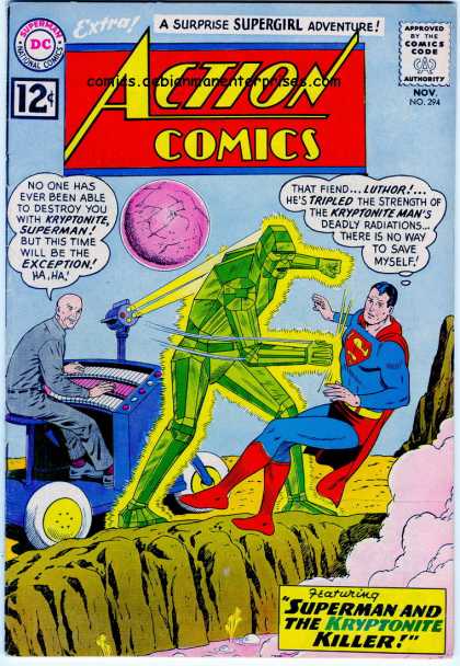 Action Comics 294 - Superman - Kryptonite - Blue - Green - Lex Luthor - Curt Swan