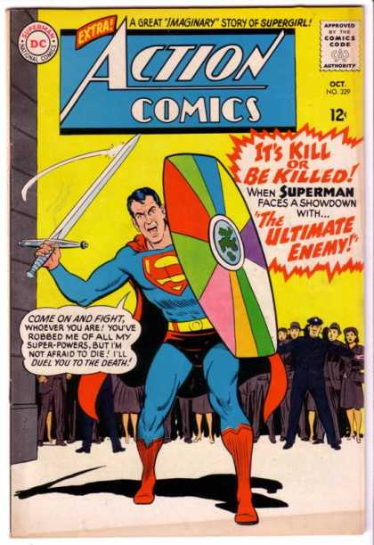 Action Comics 329 - Superman - Sword - Shield - Police - Dc Comics - Curt Swan