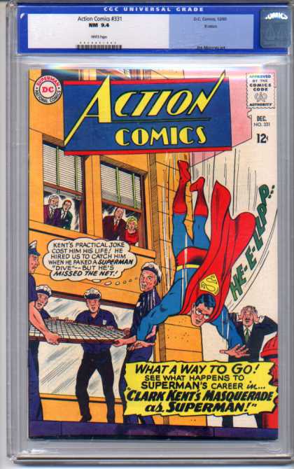 Action Comics 331 - Superman - Fire Hydrant - Net - Policemen - Falling - Curt Swan