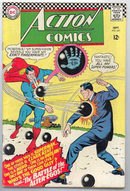 Action Comics 341 - Superman - Cannon Ball - Double - Clark Kent - Throwing - Curt Swan