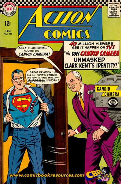 Action Comics 345 - Candid Camera - Clark Kent - Allen Funt - Camera - Superman - Curt Swan