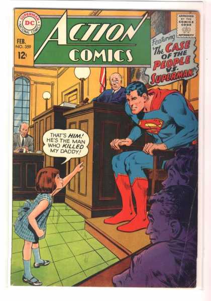 Action Comics 359 - Judge - Superman - The Case Of The People Vs Superman - Witness Stand - Courtroom - Neal Adams