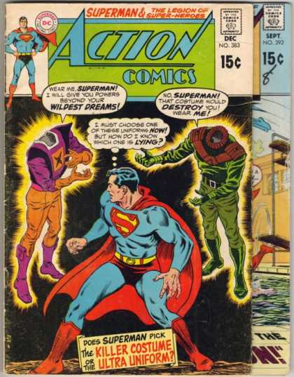 Action Comics 383 - Superman - Headless - Choose A Costume - Killer Costume Or The Ultimate Uniform - Talking Clothing - Curt Swan, Murphy Anderson