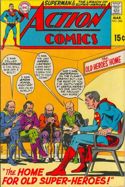 Action Comics 386 - Superman - Green Lantern - Electroman - Atom King - Old Heroes Home - Curt Swan, Murphy Anderson