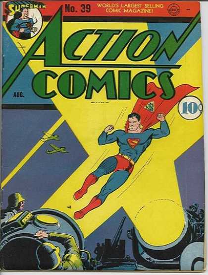 Action Comics 39 - Superman - Army - Planes - Light - Soldiers