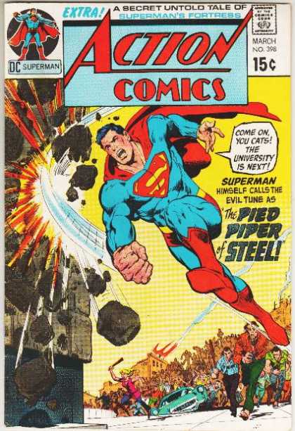 Action Comics 398 - Riot - Superman - Crowd - Steel - Pied Piper - Dick Giordano, Neal Adams