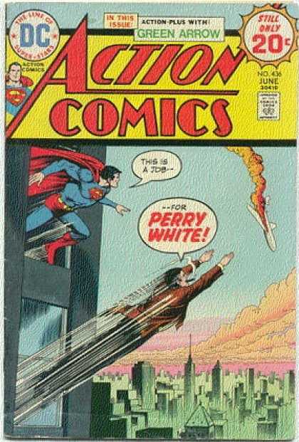Action Comics 436 - Superman - Perry White - Plane - Falling Plane - Skyscraper - Nick Cardy
