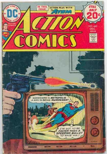 Action Comics 442 - Superman - Gun - Metropolis - Speeding Bullet - Television - Nick Cardy