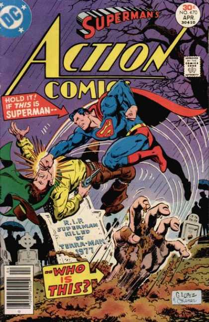 Action Comics 470 - Superman - Mud - Action Comics - Hold It - Hand From Ground - Bob Oksner