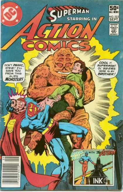 Action Comics 523 - Superman - Ugly Alien - Struggling - Grappling - Multiple Eyes - Dick Giordano, Richard Buckler