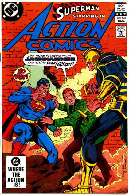 Action Comics 538 - Superman - Jackhammer - Jimmy Olsen - Jack Hammer - Broken Red Brick Wall - Dick Giordano, Richard Buckler