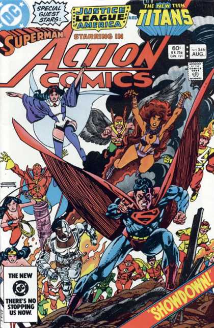 Action Comics 546 - Superman - Teen Titans - Red Tornado - Hawkman - Wonder Girl