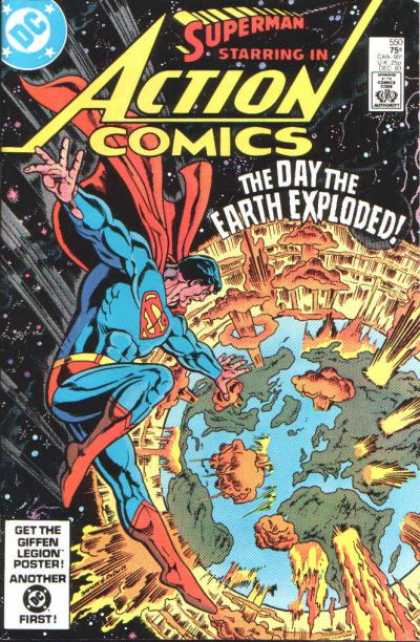 Action Comics 550 - Space - Earth - Explode - Boom - Planet