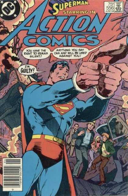 Action Comics 556 - Superman - Arrested - Handcuffs - Guilty - Right To Remain Silent - Eduardo Barreto, Klaus Janson
