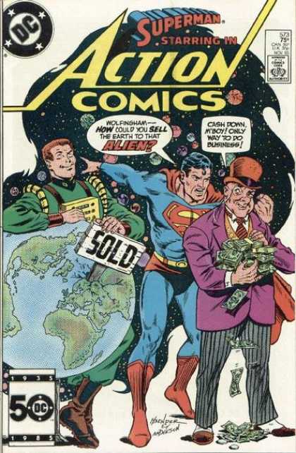 Action Comics 573 - Superman - Alien - Money - Earth - Space - Murphy Anderson