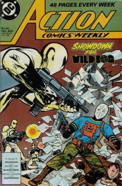 Action Comics 604 - Wild Dog - Guns - Broken Glass - Gun Fight - Hockey Mask - Klaus Janson