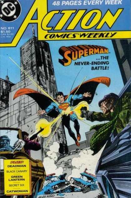 Action Comics 611 - Superman - Gun - Building - Cars - Guns