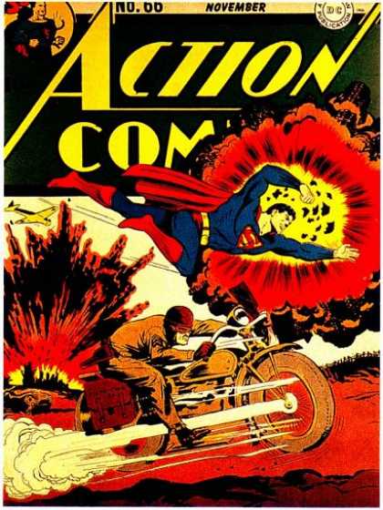 Action Comics 66 - Superman - Explosion - War - Motorcycle