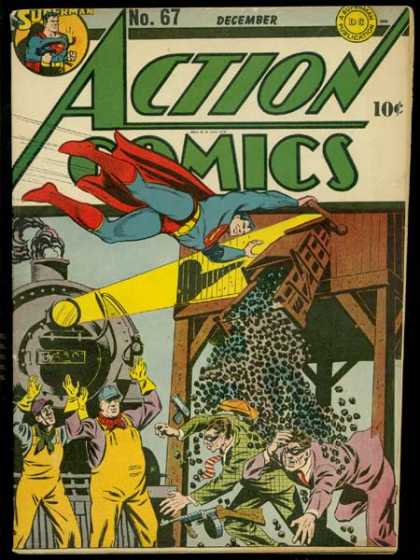 Action Comics 67 - Superman - Holdup - Thieves - Train Engineers - Captured - George Roussos