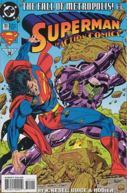 Action Comics 701 - Superman - Robot - The Fall Of Metropolis - Rocks - Robots - Denis Rodier