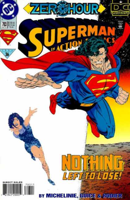 Action Comics 703 - Superman - Zero Hour - Water - Girl Running - Red Cape