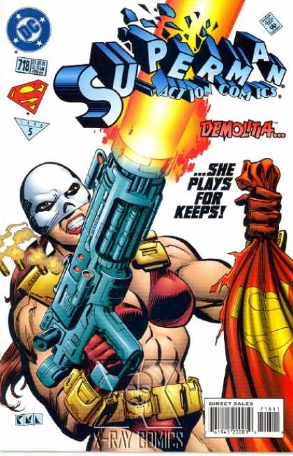 Action Comics 718 - Demolitia - Gun - Cape - Mask - Superman - Denis Rodier