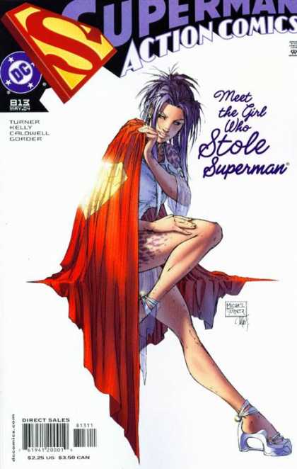 Action Comics 813 - Girl - Cape - White - Tatoo On Upper Thigh - Girl In Superman Cape - Michael Turner