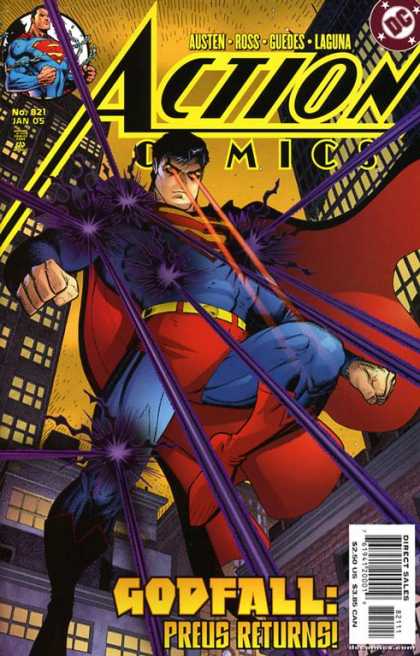 Action Comics 821 - Superman - Heat Vision - Buildings - Laser - Preus - Arthur Adams