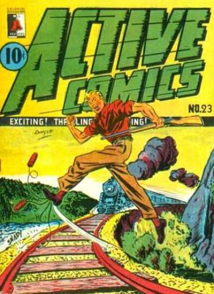 Active Comics 23 - Action - Speeding Train - Trap - Hunting - Classic