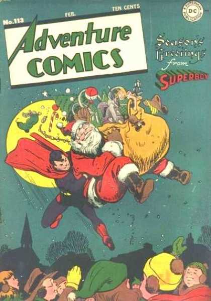 Adventure Comics 113 - Superboy - Christmas - Seasons Greetings - Santa Claus - Santa - George Roussos