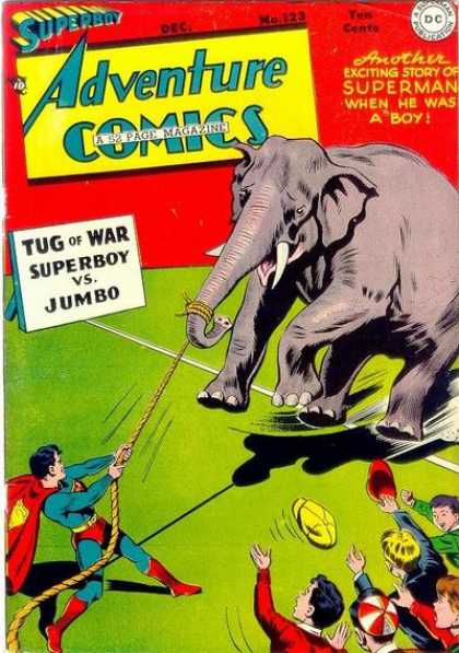 Adventure Comics 123 - Elephant - Superman - Superboy - Jumbo - Tug Of War - George Roussos
