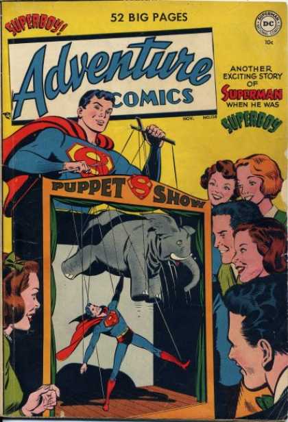 Adventure Comics 158 - Superman - Superboy - Dc Comics - Puppets - Elephant