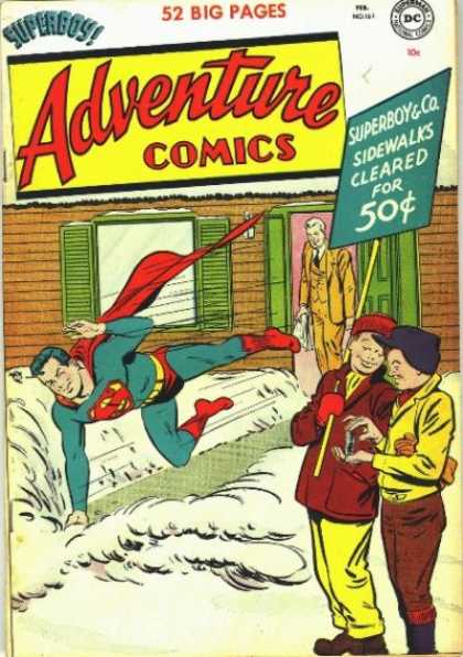 Adventure Comics 161 - Sign - Superboy - Snow - Superman - Sidewalks
