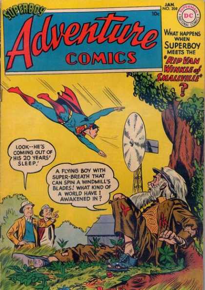 Adventure Comics 208 - Rip Van Winkle - Superboy - Windmill - Superman - Tree - Curt Swan