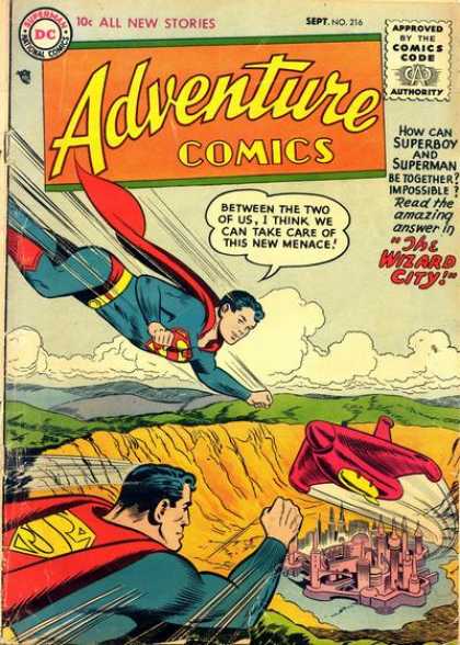 Adventure Comics 216 - Superman - Superboy - Spaceship - City - The Wizard City - Curt Swan