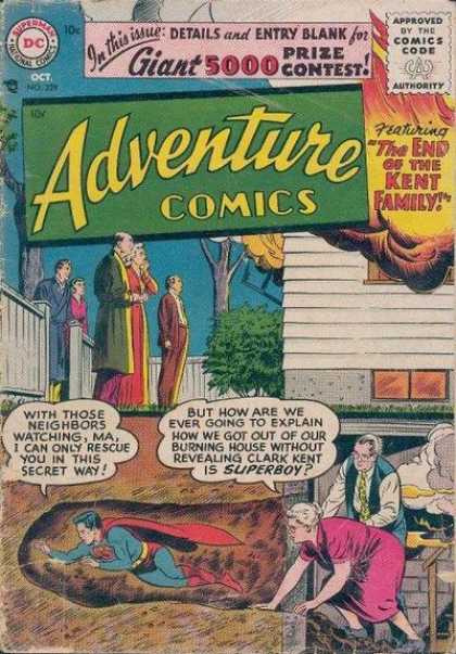Adventure Comics 229 - House - Fire - Prize Contest Inside - House On Fire - People Are Safely Outside - Curt Swan