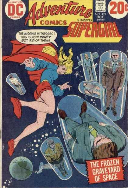 Adventure Comics 424 - Supergirl - Witnesses - Floating In Ice - The Frozen Graveyard Of Space - Red Cape - Bob Oksner