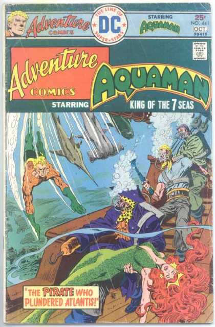 Adventure Comics 441 - Aquaman - Pirates - Sharks - Hostage - Hook - Jim Aparo