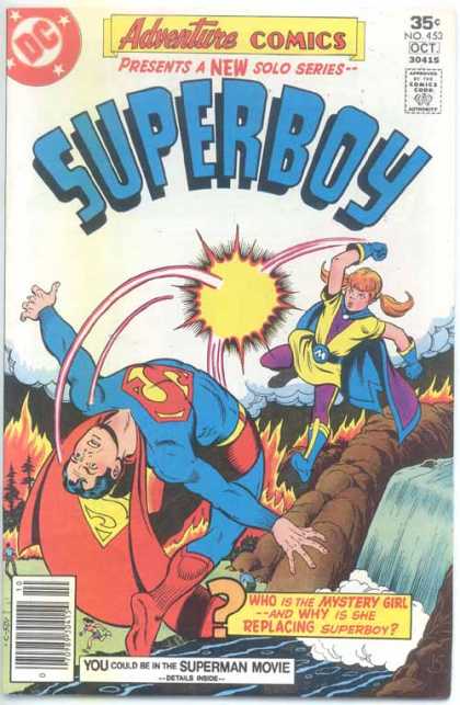 Adventure Comics 453 - Superboy - Superman - Punch - Waterfall - Mystery Girl
