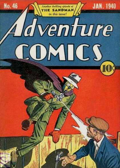 Adventure Comics 46 - Sandman - Gun - Fence - Mask - Cape