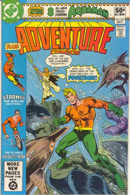 Adventure Comics 476 - Starman - Aquaman - Poseidon - Plastic Man - Adventure Comics - Dick Giordano, Ross Andru