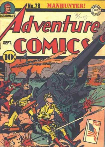 Adventure Comics 78 - Gun - War - Fight - Shoot - American Flag - Jack Kirby, Joe Simon