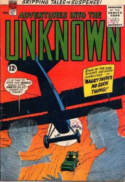 Adventures Into the Unknown 136 - Adventures Into The Unknown - Gripping Tales - Airplane - 12 Cents - Magic