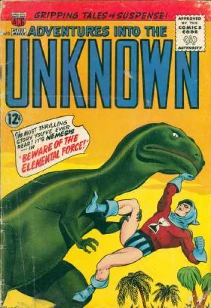Adventures Into the Unknown 155 - Dinosaur - Suspense - Beware Of The Elemental Force - Nemesis - Palm Trees