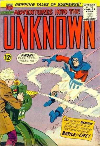 Adventures Into the Unknown 156 - Electric Underpants - Blue Hood - Ray Gun - Scientist - Gripping Tales
