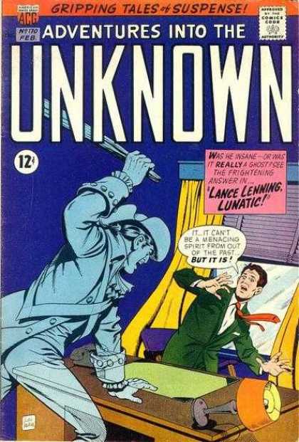 Adventures Into the Unknown 170 - Gripping Tales Of Suspense - Lance Lenning Lunatic - Lamp - Ghost - Menacng Spirit