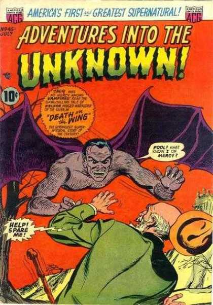 Adventures Into the Unknown 45 - Acg - 10c - Bat - Supernatural - Americas First