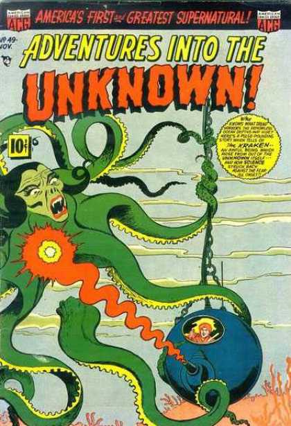 Adventures Into the Unknown 49 - Supernatural - Under The Sea - Octopus Monster - Submarine - Kraken