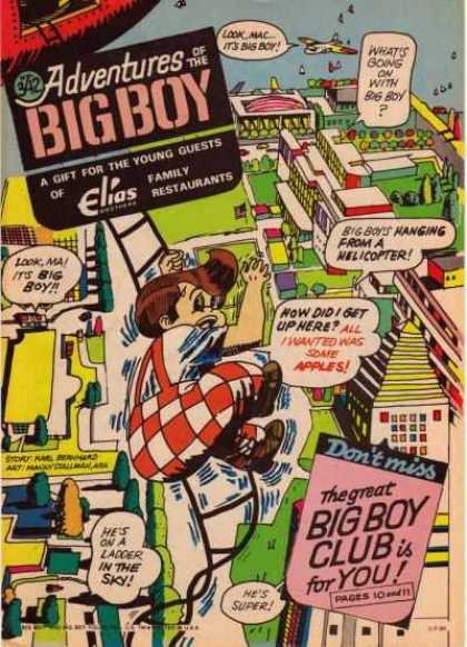 Adventures of the Big Boy 342 - Above City - Ladder - Help - Airplane - Sky