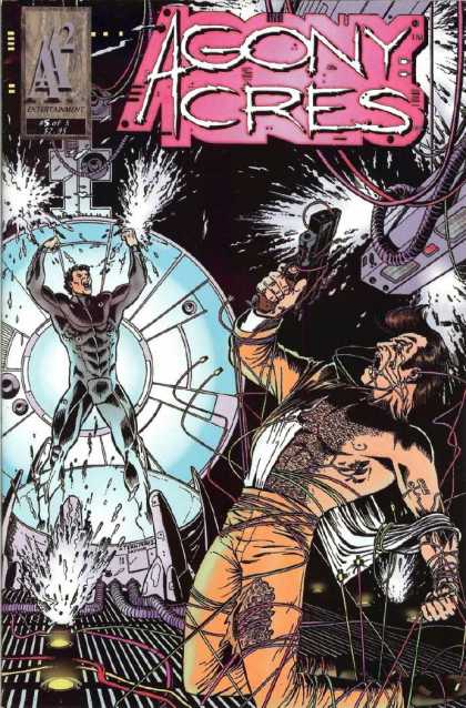 Agony Acres 5 - 2 Men Fighting - 1 Man Holding A Gun - Electricity All Around - Ay Entertainment - Man In Black Suit - George Perez